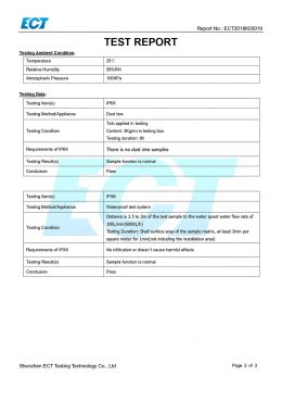 EK IP66 ടെസ്റ്റിംഗ് സർട്ടിഫിക്കറ്റ്